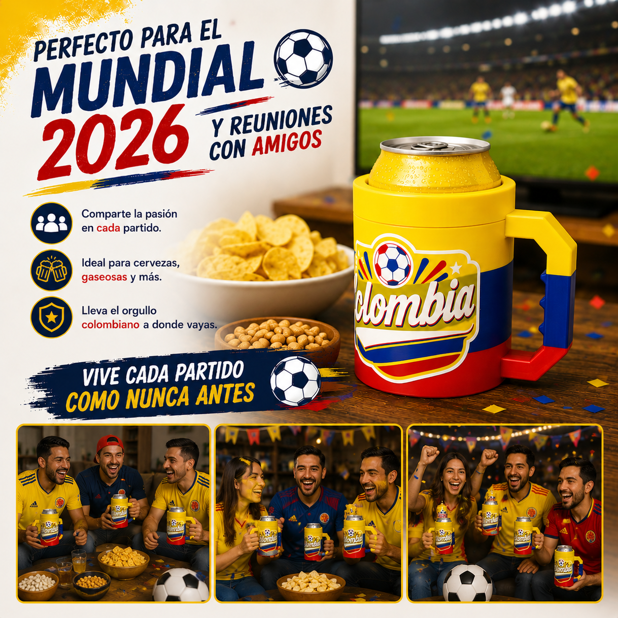 Portalata Cerveza Colombia Mundial 2026 Con Destapador